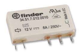 FINDER RELEVADOR CUADRADO 6AMP 12VDC 1P1T 5PIN