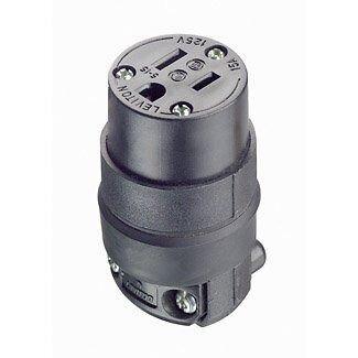 LEVITON CONECTOR NYLON 2P 3H 15A 125V NEGRO